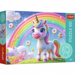 Trefl Puzzle 60 Teile – Zuckerwelt mit Einhorn
