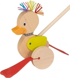 Holzente auf einem Stock