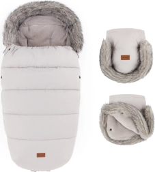 Petite&Mars Winter-Fußsack Comfy 4-in-1 und Kinderwagenhandschuhe Furry Champagne Shower – 2 Stück