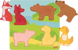 goki sensorisches Holzpuzzle Tiere