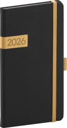 Taschenkalender Schwarz-Gold Twill 2026