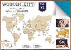 Holz Weltkarte für 3D-Wand XL – natürliches Türkis