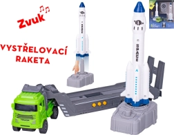 Lastwagen mit Schwungrad und Rakete mit Abschussvorrichtung, mit Geräuschen