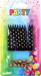 Kerzen mit Halterungen mit goldenen Punkten, 10 Stk.