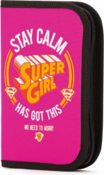 Federmäppchen Super Girl „stay calm“ – einstöckig, ohne Füllung