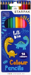 Buntstifte mit Dinosaurier-Motiv, Set mit 12 Farben