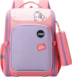 Pastellfarbener Schulrucksack mit Einhorn und reflektierenden Elementen