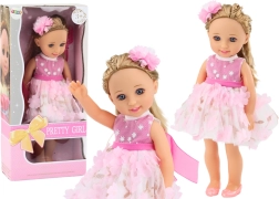 Rosa Puppenkleid Langer Haarbürste 38 cm