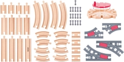 Set aus Holz-Eisenbahnschienen mit Drehscheibe – 50 Teile