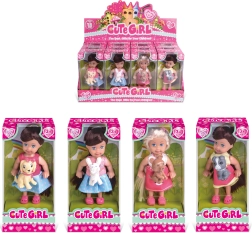 Puppe mit Hund 11 cm