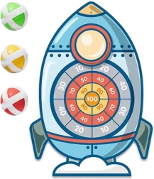 Woopie Geschicklichkeitsspiel Pfeile auf Klettverschluss Raketen-Zielscheibe