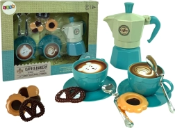 Blaue Kinderspielzeug-Kaffeeset Café Süßigkeiten