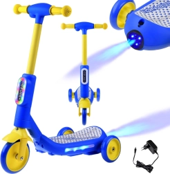 Elektrischer Dreirad-Kinderscooter mit LED-Lichtern und Dampfeffekt – Blau