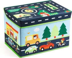 Spielzeugbox und Sitzplatz Verkehrsspielplatz Djeco