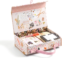 Kinderkoffer mit Set aus Briefpapier und Aufklebern TINOU rosa