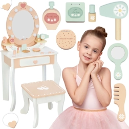 Holz-Toilette mit LED-Spiegel und Hocker TOOKY TOY