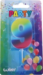 Partykerze Nummer 9 Regenbogen