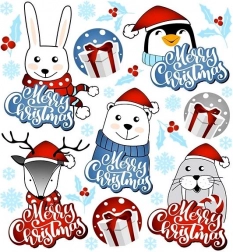 Weihnachtliche Bügelbilder Tiere auf einem kleinen Bogen