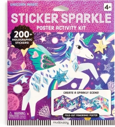 Set aus glitzernden Aufklebern mit magischen Einhörnern