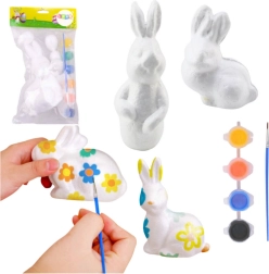 Set zum Bemalen von Polystyren-Osterschmuck 4 Hasen mit Farben und Pinsel