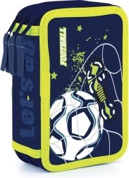 Schulmäppchen mit drei Fächern ohne Füllung – Fußballmotiv