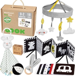 Pädagogische Montessori-Box 7-in-1 für Neugeborene 0–2 Monate WOOPIE GREEN