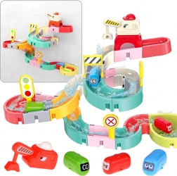 Wasser-Bad-Autorennbahn-Set mit Abfahrten und Saugnäpfen, 37 Teile