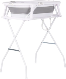 Chipolino klappbare Babybadewanne mit Unterlage und Ständer Malibu grau