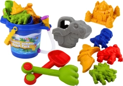 Dinosaurier-Sandspielset mit Dusch-Eimer, Schaufel, Harke und Förmchen