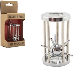 Metallpuzzle Igel im Käfig, verchromt