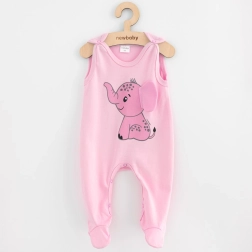 Baby-Baumwollstrampler New Baby Happy Elephant rosa 74 (6–9 Monate)