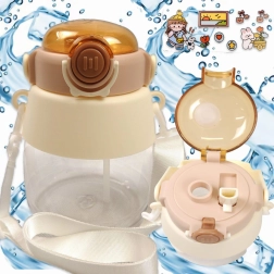 Kinder-Wasserflasche mit Strohhalm und Trageriemen 1 l