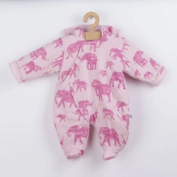 Gefütterter Baby-Overall mit Kapuze BABY SERVICE Elefanten – rosa