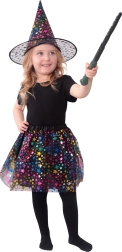 Kinder-Hexenkostüm mit Sternen und Tutu-Rock mit Hut