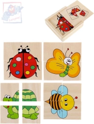 WOODY Holz-Minipuzzle mit Tiermotiven 4 in 1