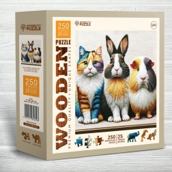 Holzpuzzle Katze, Kaninchen und Meerschweinchen 250 Teile von Wooden City