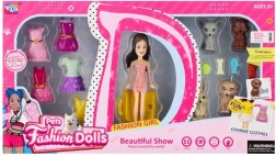 Anziehpuppe mit Tieren und Zubehör 8 cm