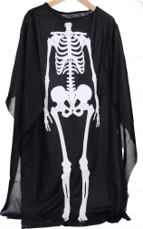 Schwarzer Umhang mit Skelettmotiv für Kinder