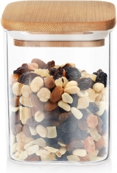 Glasdose für trockene Lebensmittel mit Bambusdeckel und Dichtung 850 ml