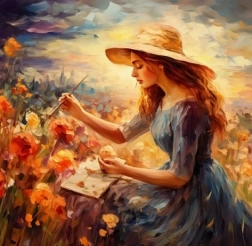 Diamantmosaik – Frau mit Hut