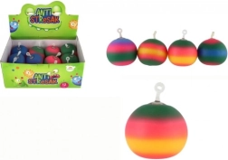 Antistress-Knautschball 11 cm – Regenbogen-Silikonball mit Aufhängeschlaufe