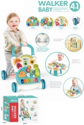 Lauflernwagen Schiebe-Haus mit Klavier 4-in-1 blau