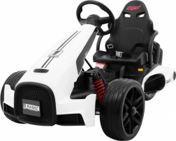 Elektrisches Kinder-Gokart Bolid XR-1 weiß mit verstellbarem Lenkrad und Sportsitz