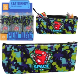 Kleine Kosmetiktasche mit Dinosauriern und Pixelmuster, blaugrün 20x8cm