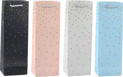 Geschenktasche aus Papier für Flaschen mit goldenen Punkten 35 x 12 x 9 cm