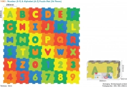 Schaumstoff-Bodenpuzzle 36 Stk. mit Zahlen und Buchstaben aus EVA für Kinder ab 10 Monaten
