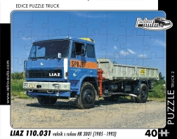 Puzzle Retro-Autos – LKW LIAZ Pritsche mit Hydraulikkran, 40 Teile
