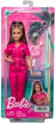 Barbie Brünette im rosa Overall mit Zubehör