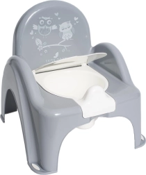 Spielender Kinder-Töpfchen mit Eulen-Deckel, grau