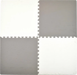 HUMBI Schaumstoff-Spielmatte 120 × 120 cm, wasserdichte Puzzle, 4 Teile, grau und weiß